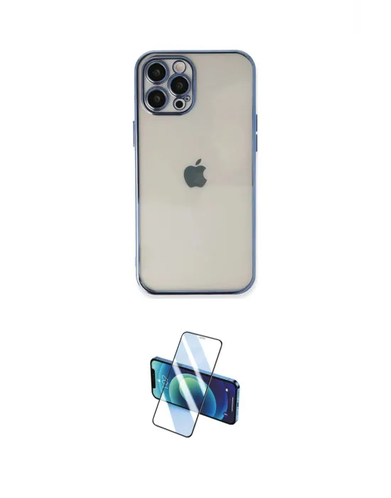 ieg™ iPhone 12 Pro Max Kılıf Vadi Minimal - Siyah 3D Antistatik Cam Ekran Koruyucu