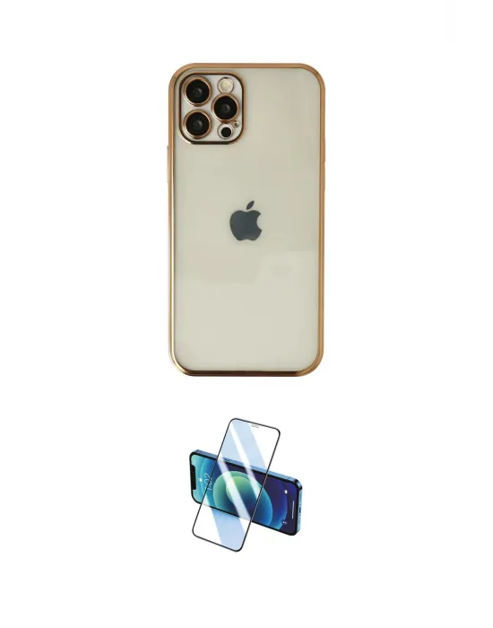 ieg™ iPhone 12 Pro Max Kılıf Vadi Minimal - Siyah 3D Antistatik Cam Ekran Koruyucu