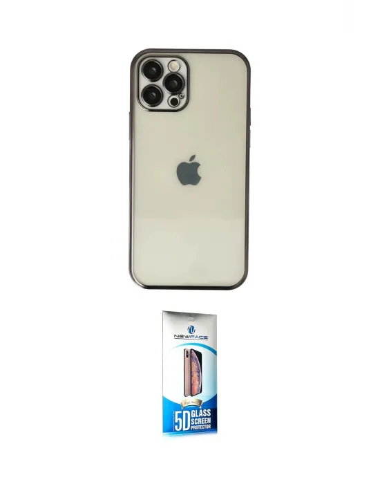 ieg™ iPhone 12 Pro Max Kılıf Vadi Minimal - Siyah 5D Eko Cam Ekran Koruyucu