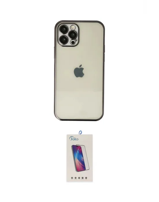 ieg™ iPhone 12 Pro Max Kılıf Vadi Minimal - Siyah Joko 5D Cam