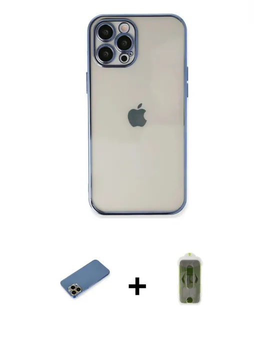 ieg™ iPhone 12 Pro Max Kılıf Vadi Minimal - Siyah Joko Magic 5D Hayalet Cam + Shine Kamera Lens Koruma Cam - GD
