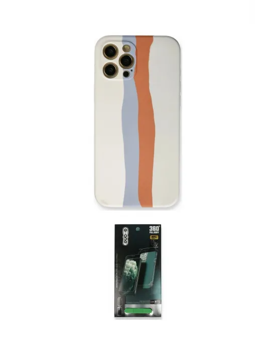 ieg™ iPhone 12 Pro Max Kılıf Yadigar Çizgi - Şeffaf 360 Full Body Arka Koruyucu