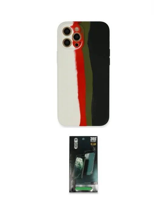 ieg™ iPhone 12 Pro Max Kılıf Yadigar Çizgi - Şeffaf 360 Full Body Arka Koruyucu