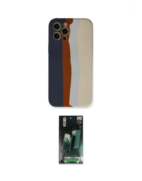 ieg™ iPhone 12 Pro Max Kılıf Yadigar Çizgi - Şeffaf 360 Full Body Arka Koruyucu
