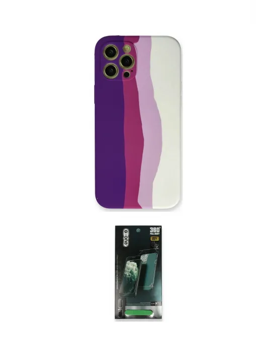 ieg™ iPhone 12 Pro Max Kılıf Yadigar Çizgi - Şeffaf 360 Full Body Arka Koruyucu