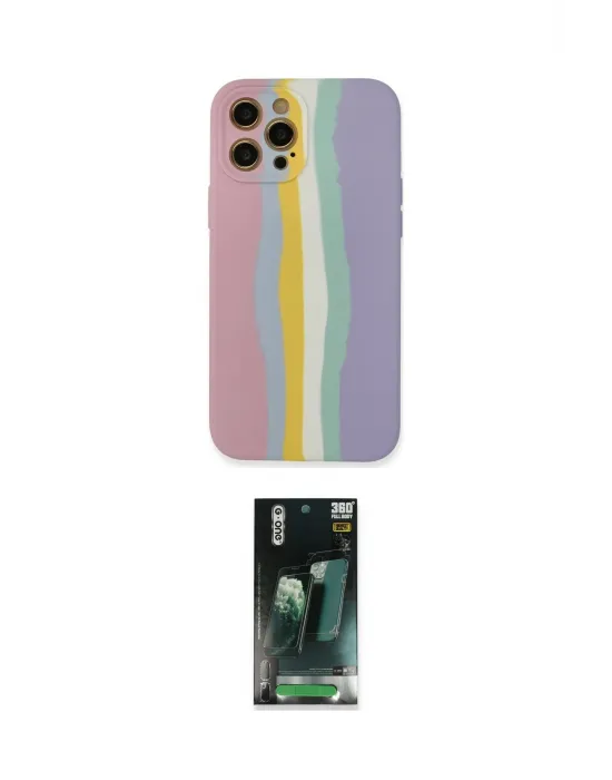 ieg™ iPhone 12 Pro Max Kılıf Yadigar Çizgi - Şeffaf 360 Full Body Arka Koruyucu