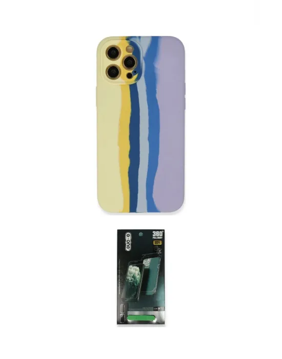 ieg™ iPhone 12 Pro Max Kılıf Yadigar Çizgi - Şeffaf 360 Full Body Arka Koruyucu