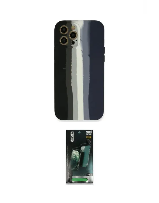 ieg™ iPhone 12 Pro Max Kılıf Yadigar Çizgi - Şeffaf 360 Full Body Arka Koruyucu