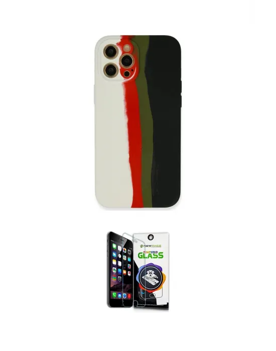 ieg™ iPhone 12 Pro Max Kılıf Yadigar Çizgi - Şeffaf Temperli Cam Ekran Koruyucu