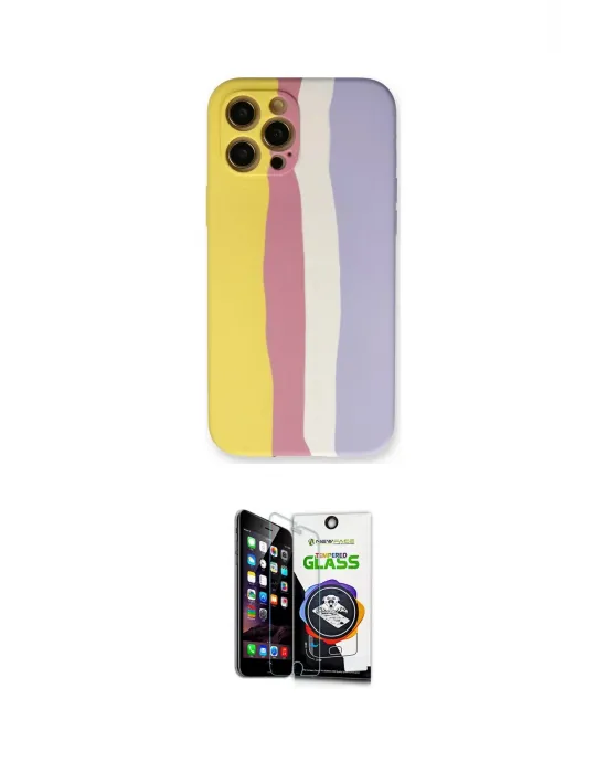ieg™ iPhone 12 Pro Max Kılıf Yadigar Çizgi - Şeffaf Temperli Cam Ekran Koruyucu