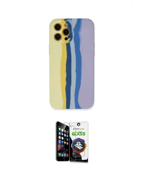 ieg™ iPhone 12 Pro Max Kılıf Yadigar Çizgi - Şeffaf Temperli Cam Ekran Koruyucu
