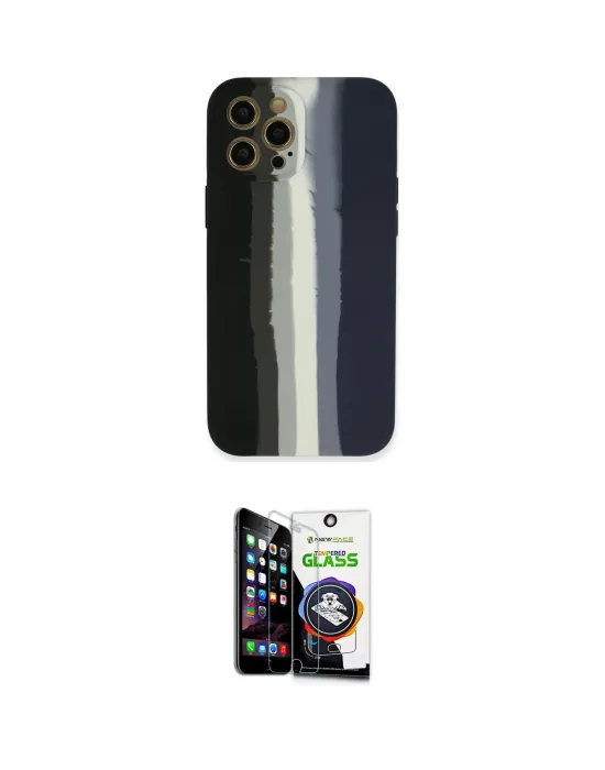 ieg™ iPhone 12 Pro Max Kılıf Yadigar Çizgi - Şeffaf Temperli Cam Ekran Koruyucu
