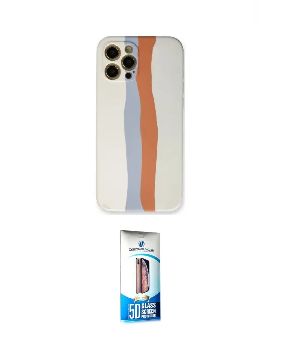 ieg™ iPhone 12 Pro Max Kılıf Yadigar Çizgi - Siyah 5D Eko Cam Ekran Koruyucu