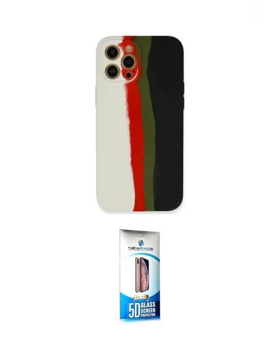 ieg™ iPhone 12 Pro Max Kılıf Yadigar Çizgi - Siyah 5D Eko Cam Ekran Koruyucu