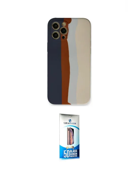 ieg™ iPhone 12 Pro Max Kılıf Yadigar Çizgi - Siyah 5D Eko Cam Ekran Koruyucu