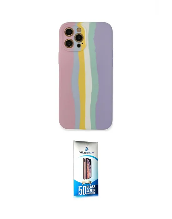ieg™ iPhone 12 Pro Max Kılıf Yadigar Çizgi - Siyah 5D Eko Cam Ekran Koruyucu