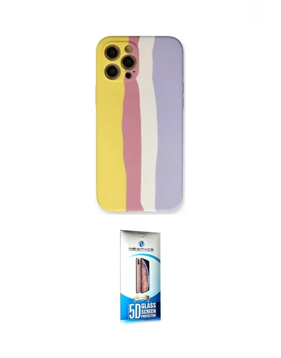 ieg™ iPhone 12 Pro Max Kılıf Yadigar Çizgi - Siyah 5D Eko Cam Ekran Koruyucu
