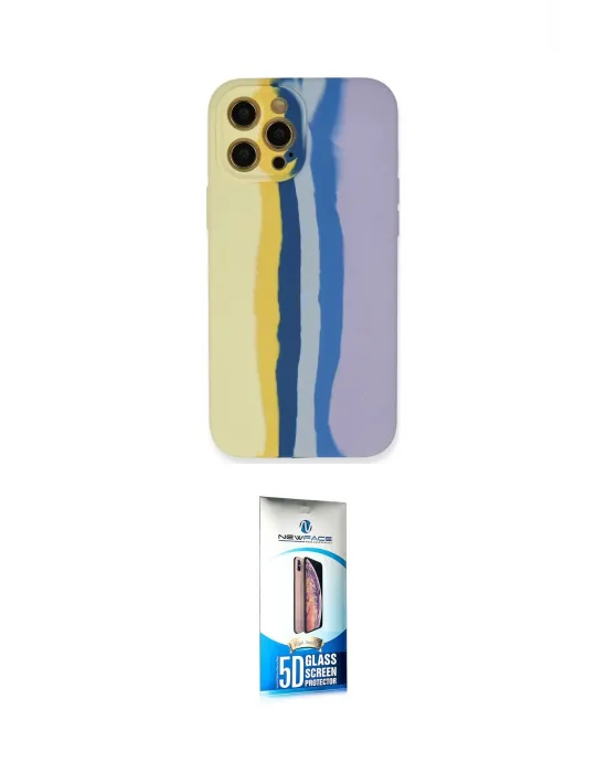ieg™ iPhone 12 Pro Max Kılıf Yadigar Çizgi - Siyah 5D Eko Cam Ekran Koruyucu