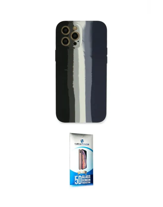 ieg™ iPhone 12 Pro Max Kılıf Yadigar Çizgi - Siyah 5D Eko Cam Ekran Koruyucu