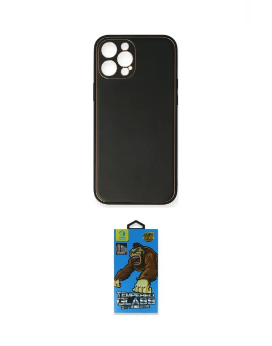 ieg™ iPhone 12 Pro Max Kılıf Yadigar Klasik - Siyah 18D Cam Ekran Koruyucu