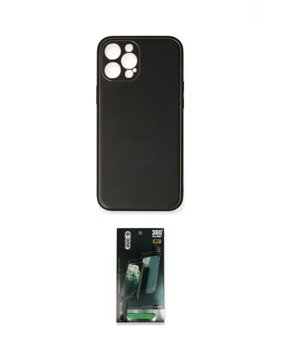 ieg™ iPhone 12 Pro Max Kılıf Yadigar Klasik - Siyah 360 Mat Full Body Arka Koruyucu