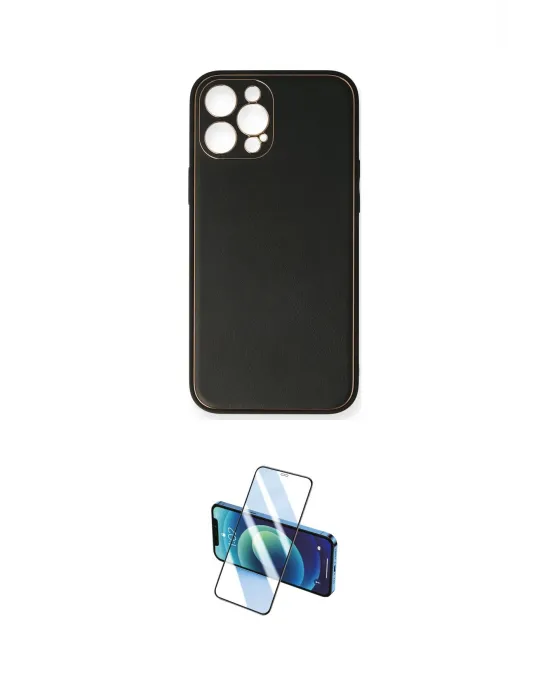 ieg™ iPhone 12 Pro Max Kılıf Yadigar Klasik - Siyah 3D Antistatik Cam Ekran Koruyucu