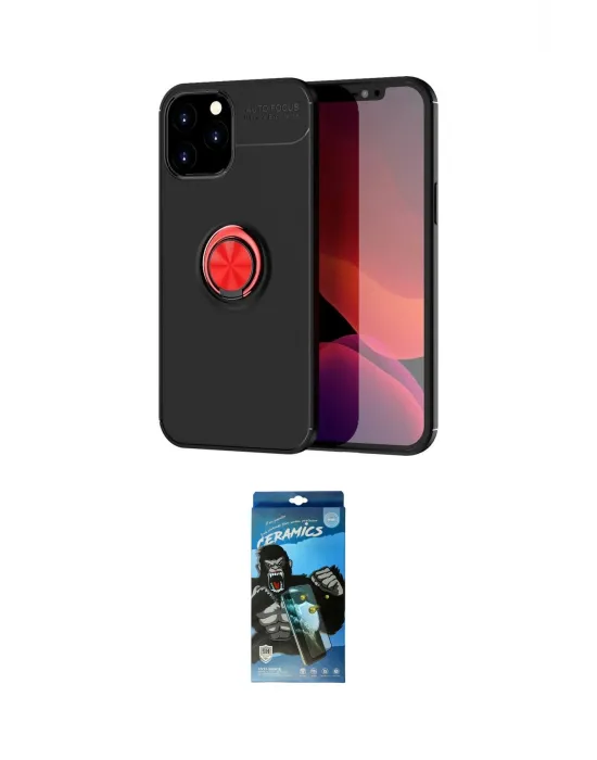 ieg™ iPhone 12 Pro Max Kılıf Yankı Form Prime - Siyah 34D Izgaralı Cam