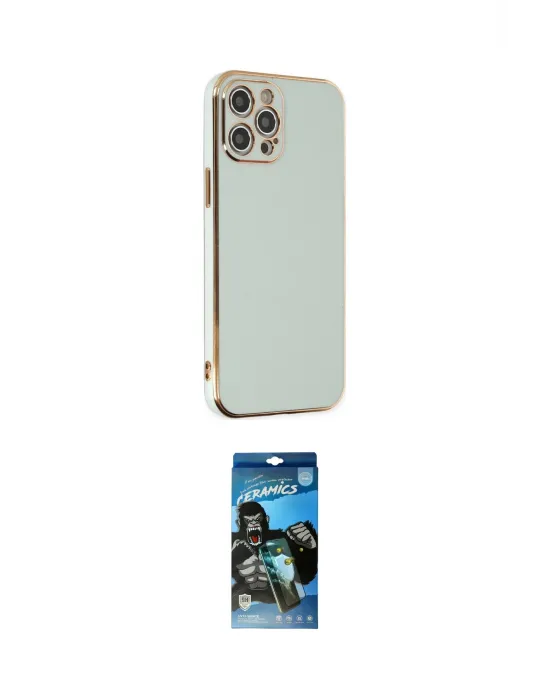 ieg™ iPhone 12 Pro Max Kılıf Yankı Serisi - Siyah 34D Izgaralı Cam