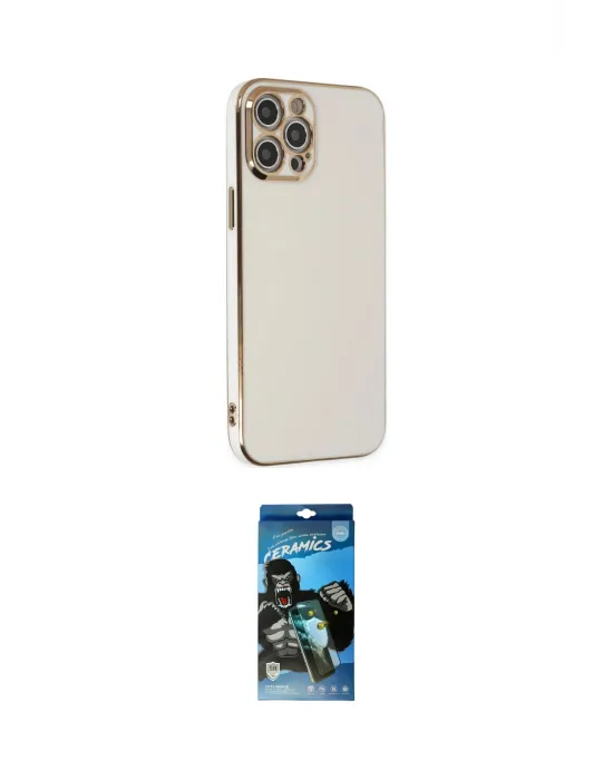 ieg™ iPhone 12 Pro Max Kılıf Yankı Serisi - Siyah 34D Izgaralı Cam