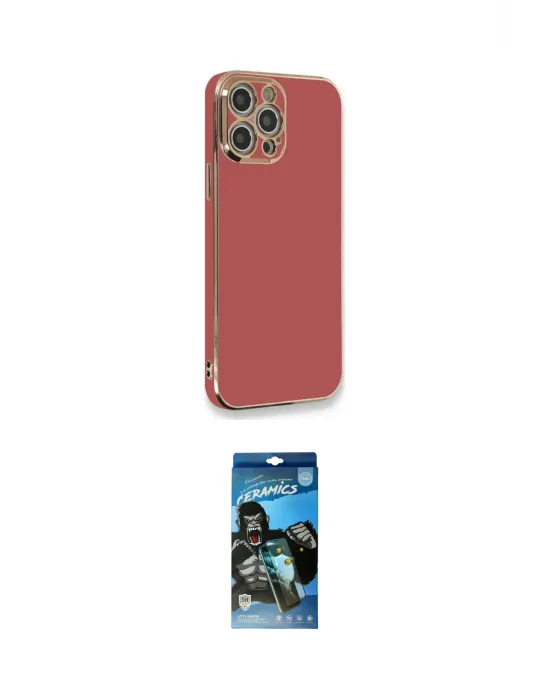 ieg™ iPhone 12 Pro Max Kılıf Yankı Serisi - Siyah 34D Izgaralı Cam