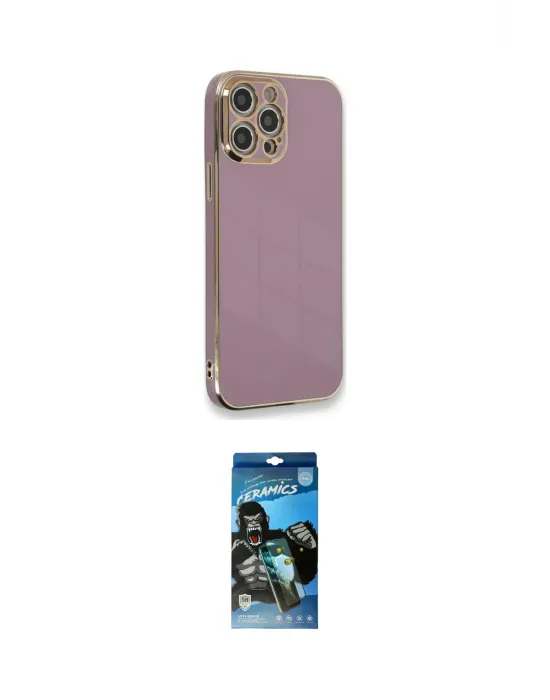 ieg™ iPhone 12 Pro Max Kılıf Yankı Serisi - Siyah 34D Izgaralı Cam