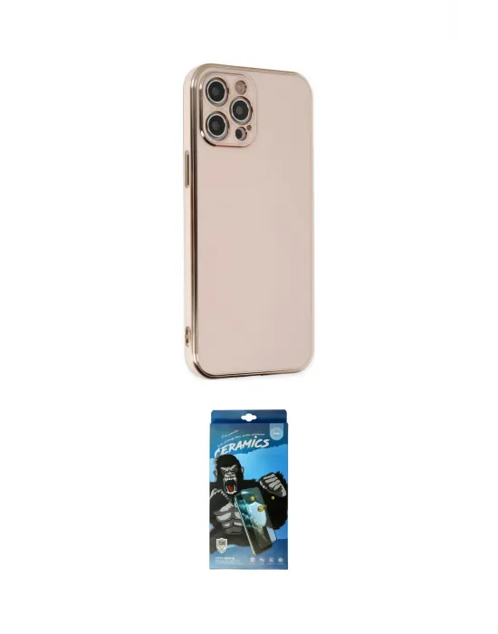 ieg™ iPhone 12 Pro Max Kılıf Yankı Serisi - Siyah 34D Izgaralı Cam