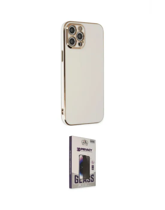 ieg™ iPhone 12 Pro Max Kılıf Yankı Serisi - Siyah Bilvis Hayalet Cam Ekran Koruyucu