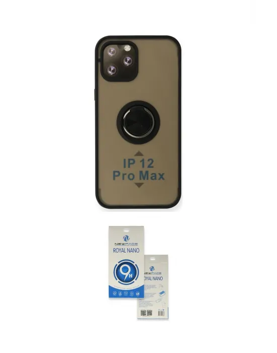 ieg™ iPhone 12 Pro Max Kılıf Yörünge Çizgi - Şeffaf Royal Nano Ekran Koruyucu