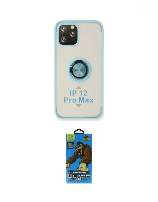 ieg™ iPhone 12 Pro Max Kılıf Yörünge Çizgi - Siyah 18D Cam Ekran Koruyucu