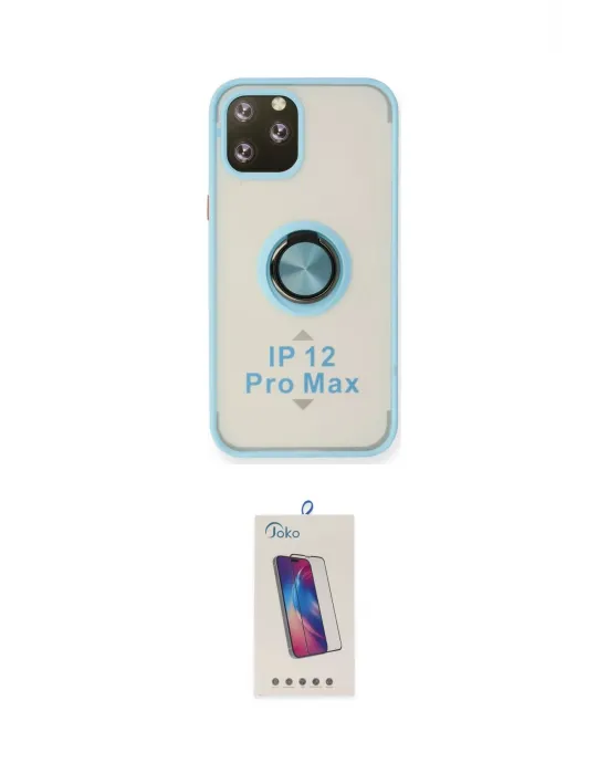 ieg™ iPhone 12 Pro Max Kılıf Yörünge Çizgi - Siyah Joko 5D Cam
