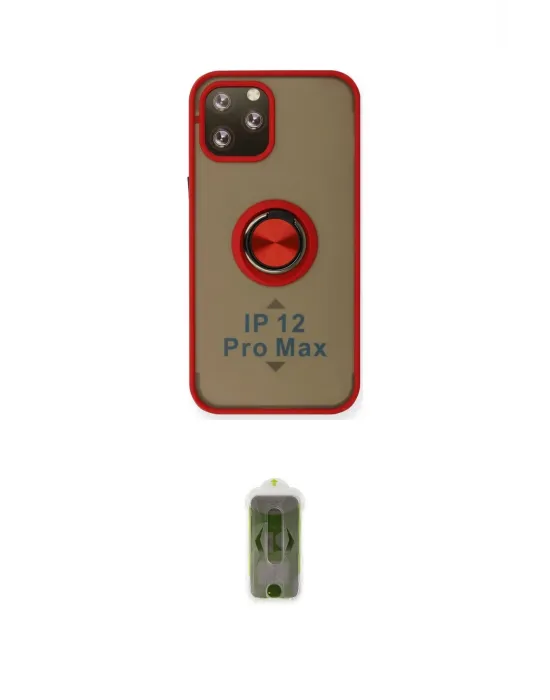 ieg™ iPhone 12 Pro Max Kılıf Yörünge Çizgi - Siyah Joko Magic 5D Hayalet Cam