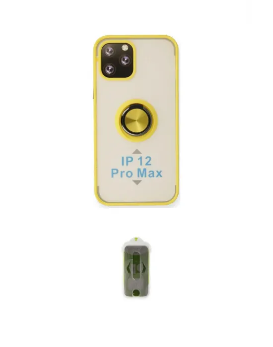 ieg™ iPhone 12 Pro Max Kılıf Yörünge Çizgi - Siyah Joko Magic 5D Hayalet Cam