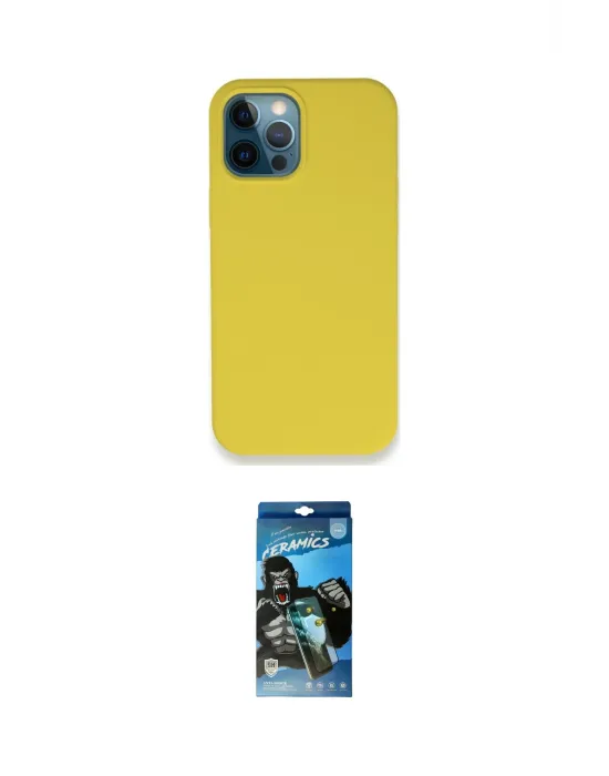 ieg™ iPhone 12 Pro Max Kılıf Zirve Modern Özel Seri - Siyah 34D Izgaralı Cam