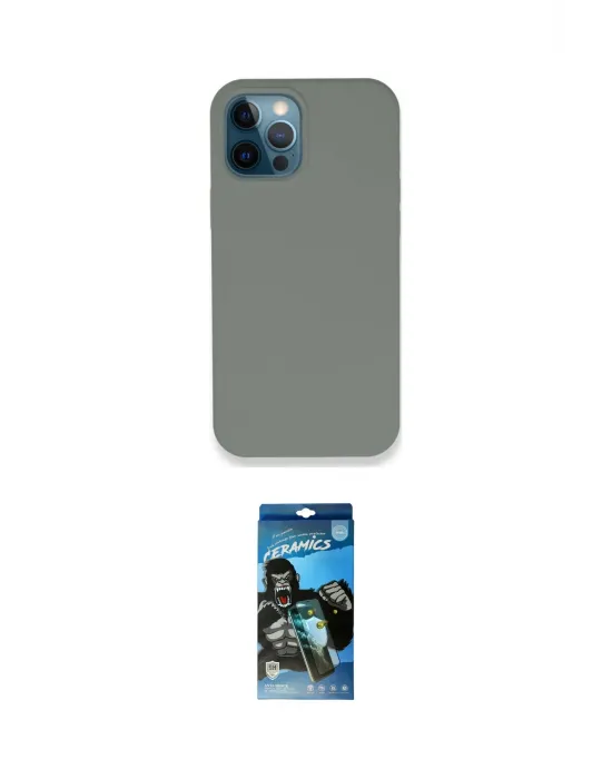 ieg™ iPhone 12 Pro Max Kılıf Zirve Modern Özel Seri - Siyah 34D Izgaralı Cam