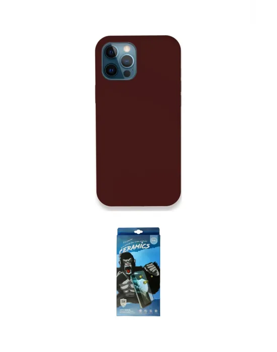 ieg™ iPhone 12 Pro Max Kılıf Zirve Modern Özel Seri - Siyah 34D Izgaralı Cam