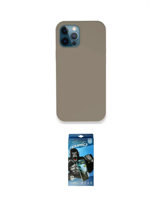 ieg™ iPhone 12 Pro Max Kılıf Zirve Modern Özel Seri - Siyah 34D Izgaralı Cam