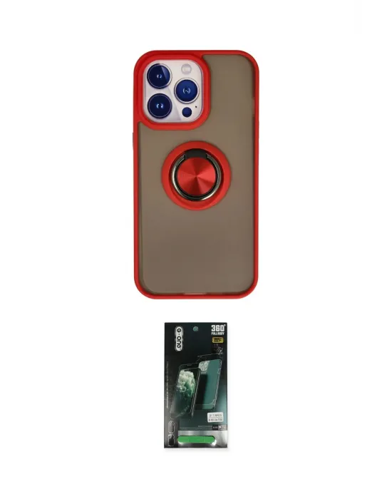 ieg™ iPhone 13 Pro Kılıf Yörünge Çizgi - Şeffaf 360 Full Body Arka Koruyucu