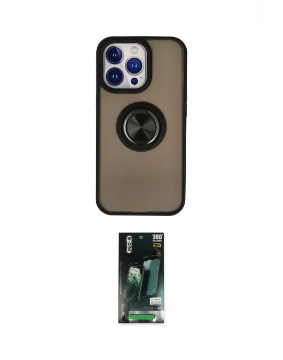 ieg™ iPhone 13 Pro Kılıf Yörünge Çizgi - Şeffaf 360 Full Body Arka Koruyucu