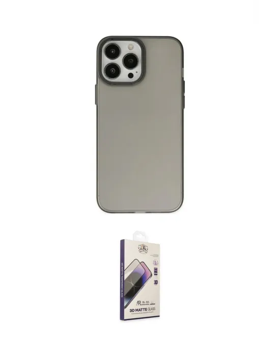 ieg™ iPhone 13 Pro Max Kılıf Ahenk Çizgi Prime - Siyah Bilvis 3D Mat Cam Ekran Koruyucu