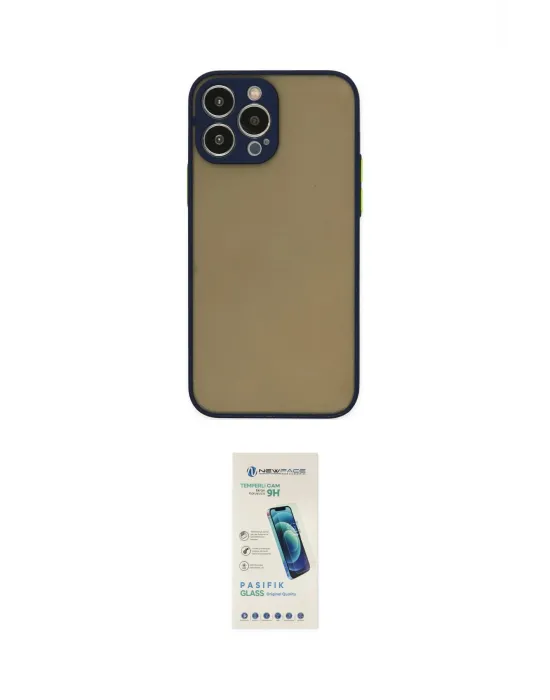 ieg™ iPhone 13 Pro Max Kılıf Ahenk Çizgi Serisi - Şeffaf Pasifik Cam Ekran Koruyucu