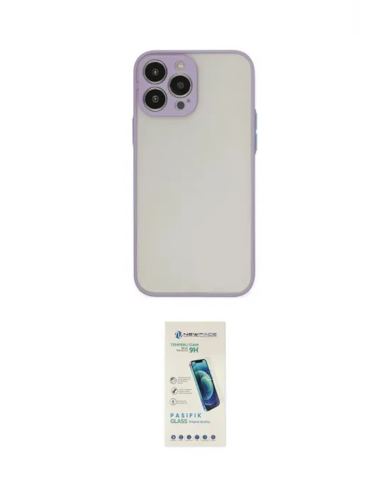ieg™ iPhone 13 Pro Max Kılıf Ahenk Çizgi Serisi - Şeffaf Pasifik Cam Ekran Koruyucu