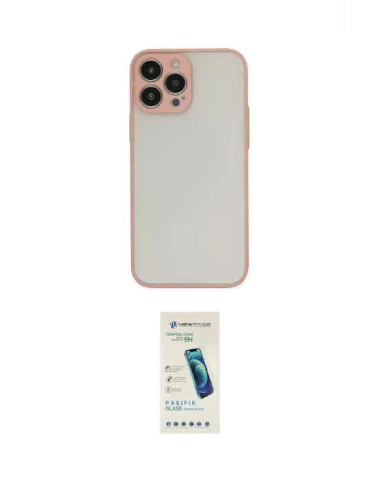 ieg™ iPhone 13 Pro Max Kılıf Ahenk Çizgi Serisi - Şeffaf Pasifik Cam Ekran Koruyucu