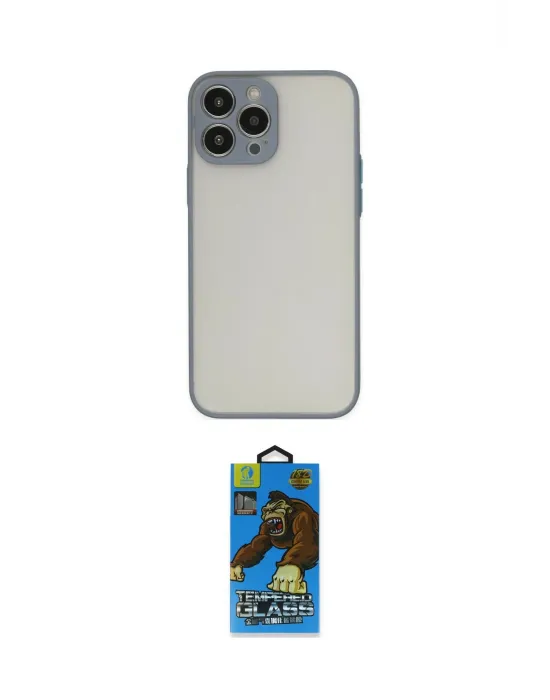 ieg™ iPhone 13 Pro Max Kılıf Ahenk Çizgi Serisi - Siyah 18D Cam Ekran Koruyucu