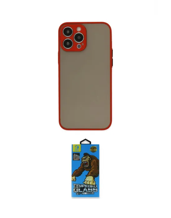 ieg™ iPhone 13 Pro Max Kılıf Ahenk Çizgi Serisi - Siyah 18D Cam Ekran Koruyucu